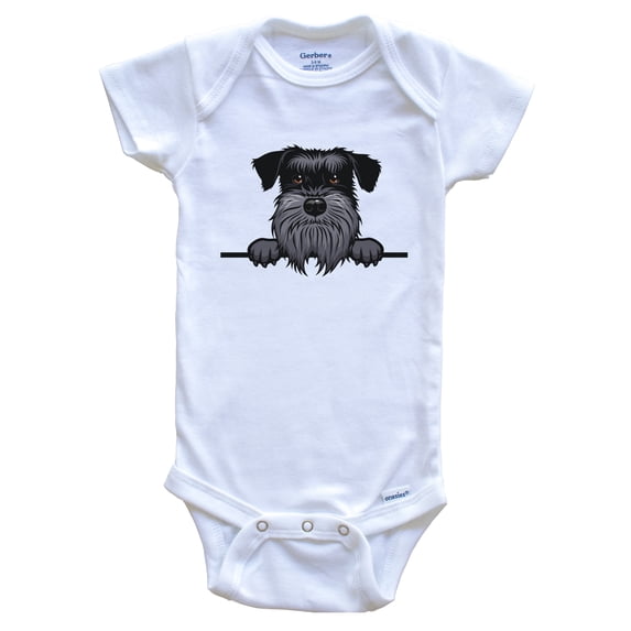 Standard Schnauzer Dog Breed Cute Baby Bodysuit, 3-6 months white