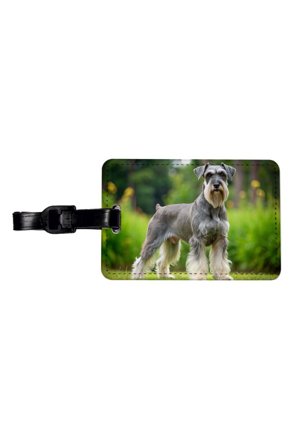 Standard Schnauzer Dog Photo Faux Leather Travel Luggage Tag