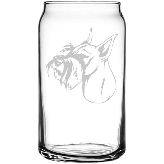 Standard Schnauzer Dog Themed Etched All Purpose 16oz Libbey Can Glass