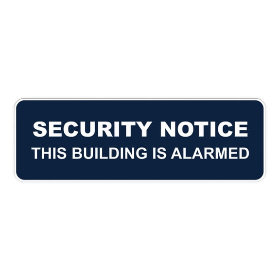 Standard Security Notice This Building is Alarmed Sign (Navy Blue / White) - Small