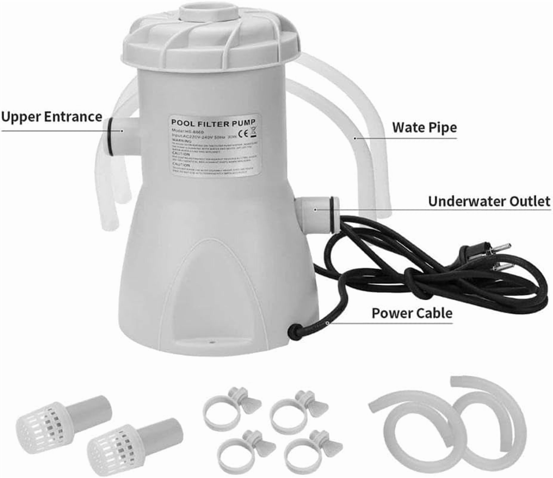 Standard Series Above Ground Pool Filter Pump - 800 GPH Flow Rate | Rapid Circulation & Micro-Debris Filtration, Pool Cartridge Filter Pump System - Keep Water Crystal Clean & Clear