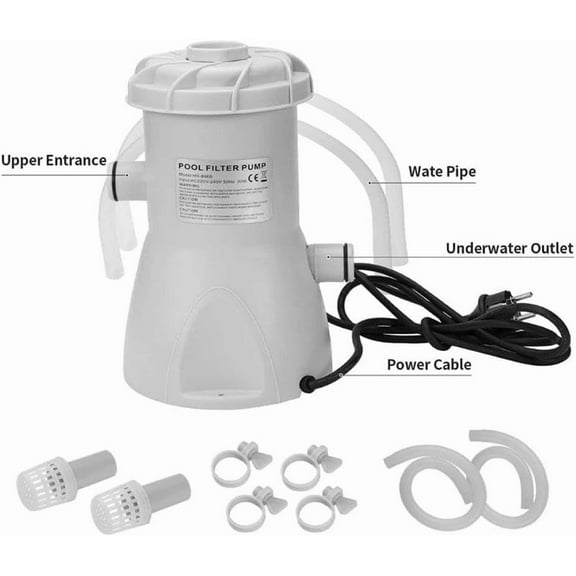 Standard Series Above Ground Pool Filter Pump - 800 GPH Flow Rate | Rapid Circulation & Micro-Debris Filtration, Pool Cartridge Filter Pump System - Keep Water Crystal Clean & Clear