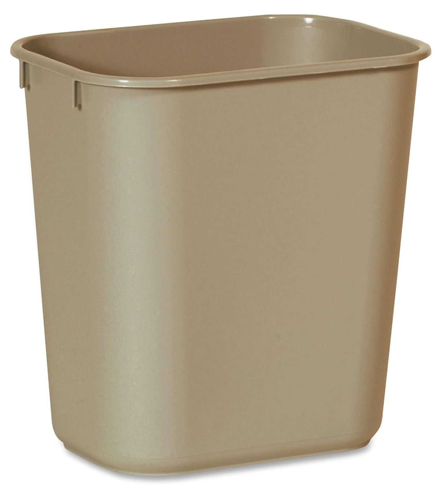 Beige Plastic Office Wastebasket with Rolled Rims