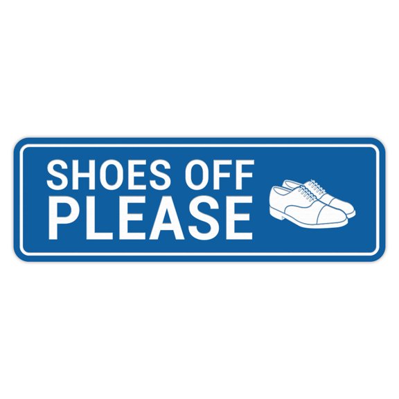 Standard Shoes Off Please (Classic Shoes) Sign (Blue) - Small