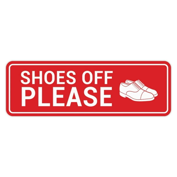 Standard Shoes Off Please (Classic Shoes) Sign (Red) - Large