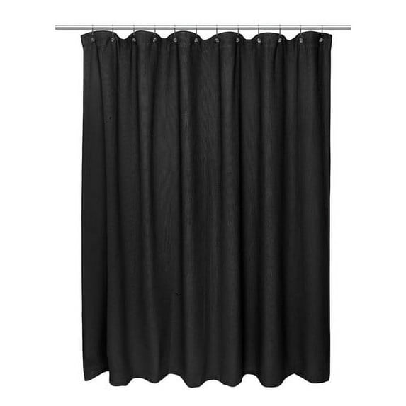 Standard Size 100% Cotton Waffle Weave Shower Curtain, black.