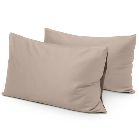 Standard Size 400 Thread Count Cotton Pillowcases Set of 2, Solid Percale Envelope Closure Pillow Cases by SimpleField - Soft, Smooth & Breathable ( Stone Gray, 20 x 26 inches)