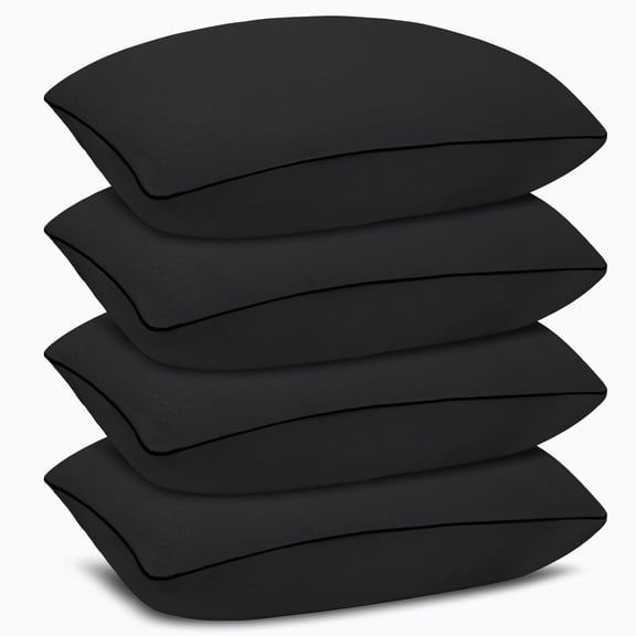 Standard Size Bed Pillows For Sleeping 4 Pack Luxury Hotel Comfortable And Supportive Machine Washable Suitable Stomach Back Side Sleepers.(black)