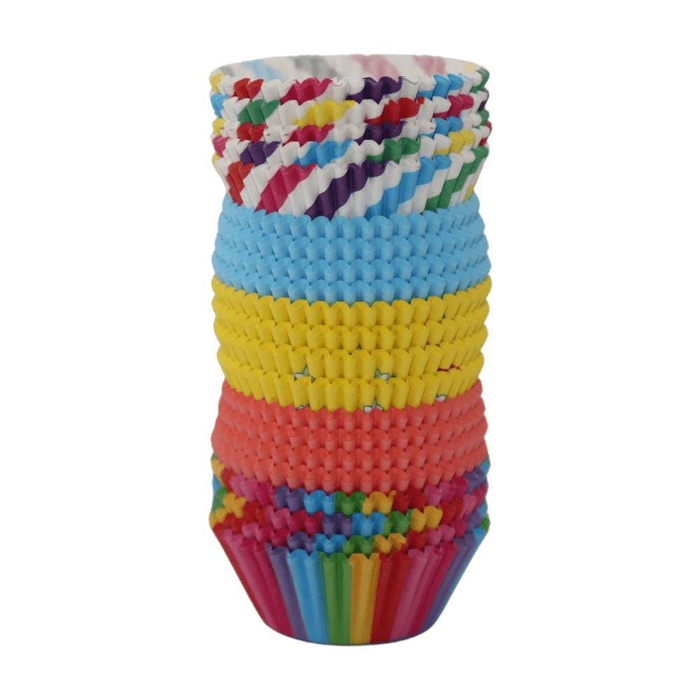 Standard Size Cupcake Liners – Multiple Color RAINBOW Themed Paper ...