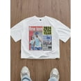 thumbnail image 1 of Standard Size Men's Short White Boxy Newspaper Graphic T-Shirt, Summer, 1 of 5