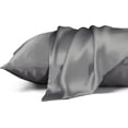 thumbnail image 1 of Standard Size Mulberry Silk Pillowcase,Cooling Pillow Cases with Hidden Zipper,Smooth Breathable Pillowslip Hleps Skin(20"x26",Grey), 1 of 9