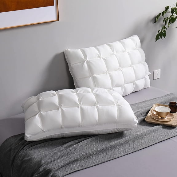 Standard Size Pillows Set of 2 White Soft Down Alternative Fluffy Gel Pillow for Side Sleeping
