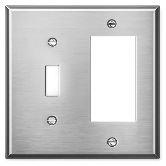 Standard Size Stainless Steel Outlet Covers, Rocker and Toggle Switch Wall Plate, 4.5" x 4.56" Combination Wall Plate, 430 Grade Stainless Steel, Corrosive Resistant, Screws Included