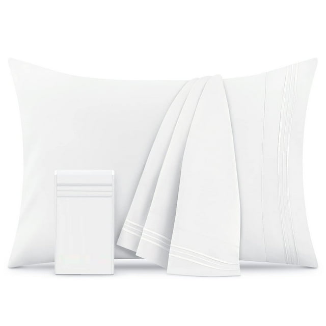 Standard Size White Pillow Cases Set of 2 Soft Pillowcase Covers
