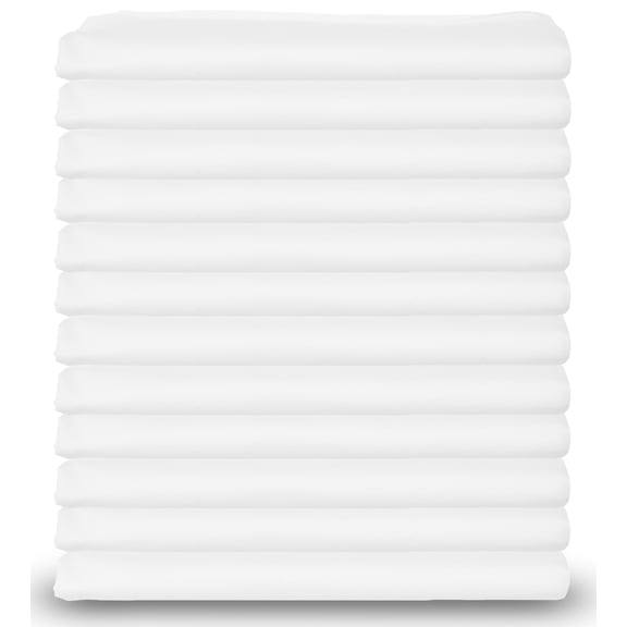 White Classic T-200 Heavy Weight Cotton/Poly Pillowcases, White, Standard, 12 Count