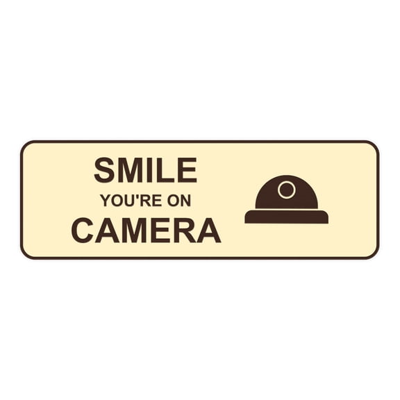 Standard Smile You're On Camera Sign (Ivory/Dark Brown) - Small