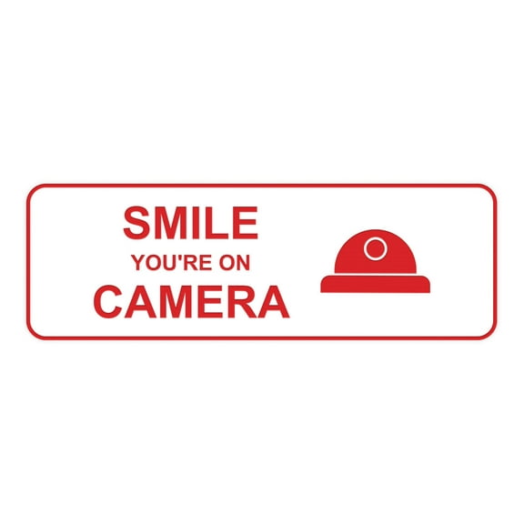 Standard Smile You're On Camera Sign (White/Red) - Large