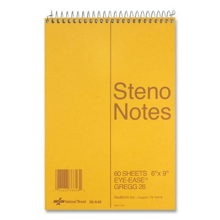 Standard Spiral Steno Pad, Gregg Rule, Brown Cover, 60 Eye-Ease Green 6 x 9 Sheets Standard Spiral Steno Pad, Gregg Rule, Brown Cover, 60 Eye-Ease Green 6 x 9 Sheets