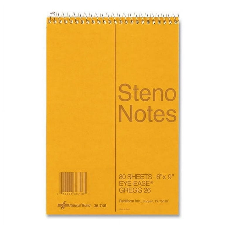 Standard Spiral Steno Pad, Gregg Rule, Brown Cover, 80 Eye-Ease Green 6 x 9 Sheets Standard Spiral Steno Pad, Gregg Rule, Brown Cover, 80 Eye-Ease Green 6 x 9 Sheets