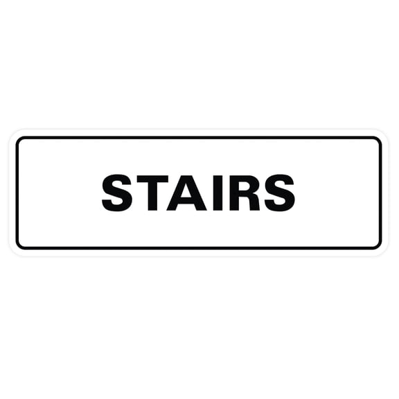 Standard Stairs Sign - White - Small 2" X 6"