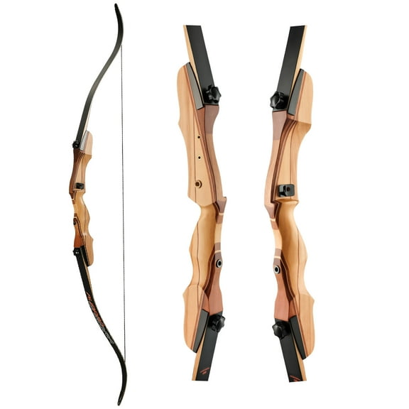 Standard Target Archery for Adult & Youth Beginner, 62 Inch Wooden Takedown Recurve Bow for Training,Hunting, Practice & Competition（20-50lbs）