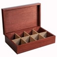 thumbnail image 1 of Standard Tea Chest - Cherry Finish | Solid Wood Tea Storage Box | Holds 96 Teas Bags in 8 Compartments | Elegant Wooden Organizer for Home, Kitche,n Dining or Office, 1 of 4