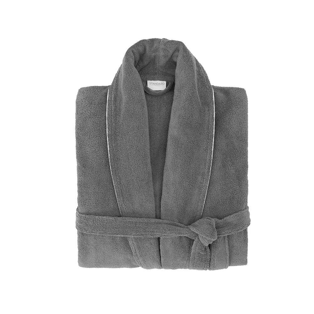 Standard Textile Classic Spa Robe (Lynova), Smoked Pearl/White, Large