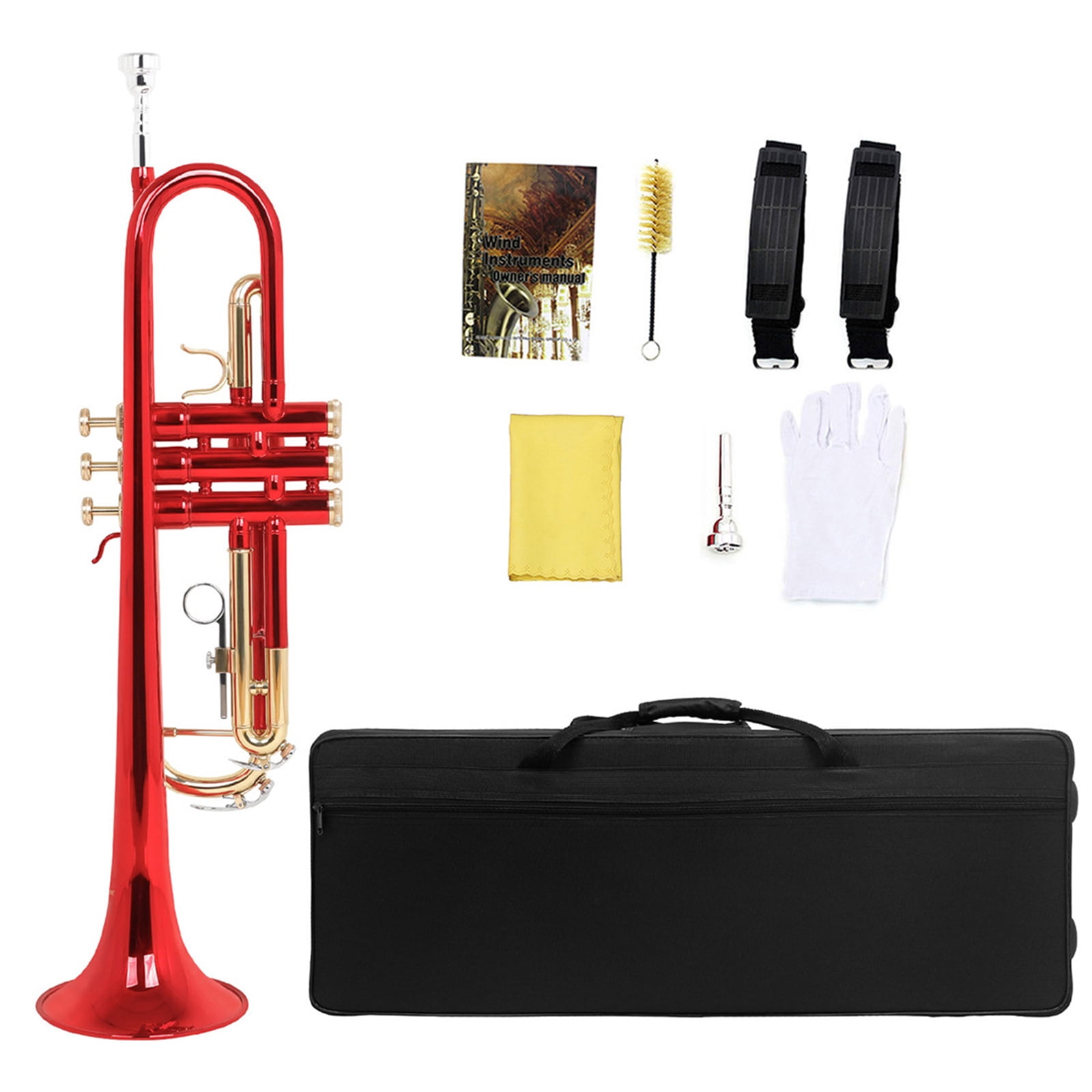 Standard Trumpet Brass Student Trumpet Instrument With Storage Case Horn for Children and Adults Beginner