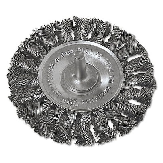 Standard Twist Knot Wire Wheel, 3-1/4 In Dia X 3/8 In W Face, 0.0118 In Steel Wire, 25000 Rpm, 1/4 In Stem | Bundle of 5 Each