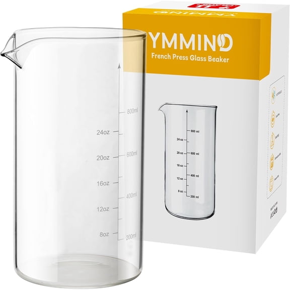 Standard Universal Design 34 oz French Press Replacement Glass Beaker, Fits Most Brands French Press Coffee Makers (1Quart / 1000ml / 5-6 Cup) Coffee Press Borosilicate Glass Water Bottle