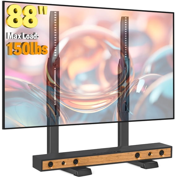 Standard Universal TV Stand For 35-88 Inch Flat Curved TVs With Height Adjustment, Supports Up To 150lbs