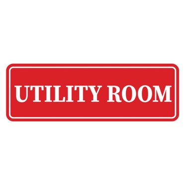 Standard Utility Room Sign (Red) - Large