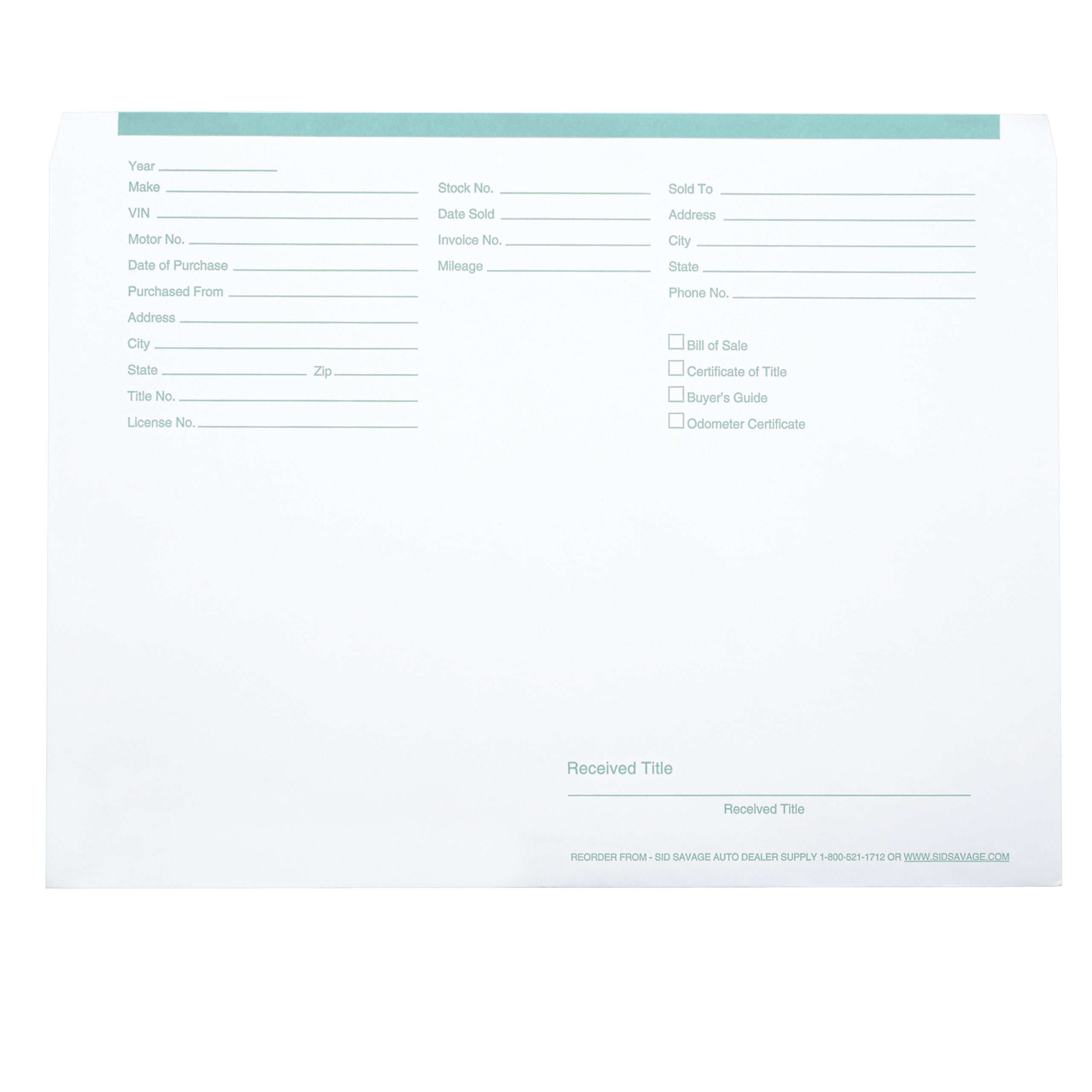 Standard Vehicle Deal Ticket - Blue - 9