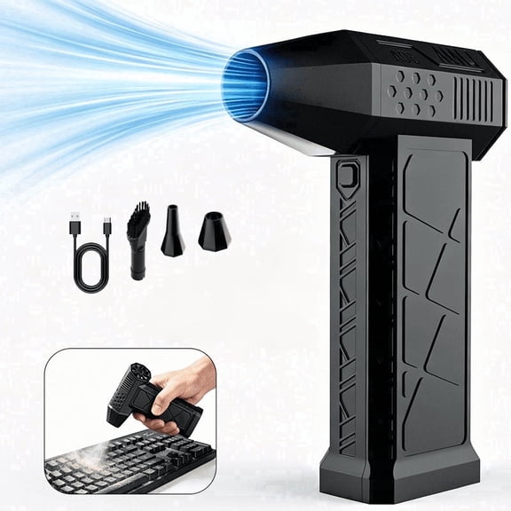 High Power Turbo Cordless Air Duster, 130000 RPM Rechargeable Electric Dust Collector, 4 Speed Portable Cleaner for Computer Keyboard, Car, Home & Office