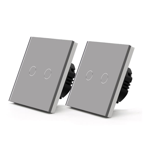 Standard Wall Light Switch 1/2Gang Sensor Switch 2Way Control For Staircase Crystal Glass Panel LED Backlight 2Pack ,Easy to Installation