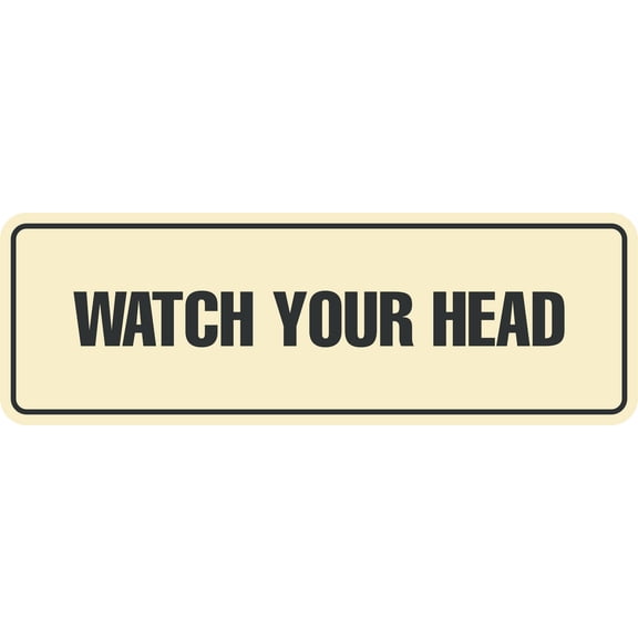 Standard Watch Your Head Sign(Ivory/Dark Brown) - Large