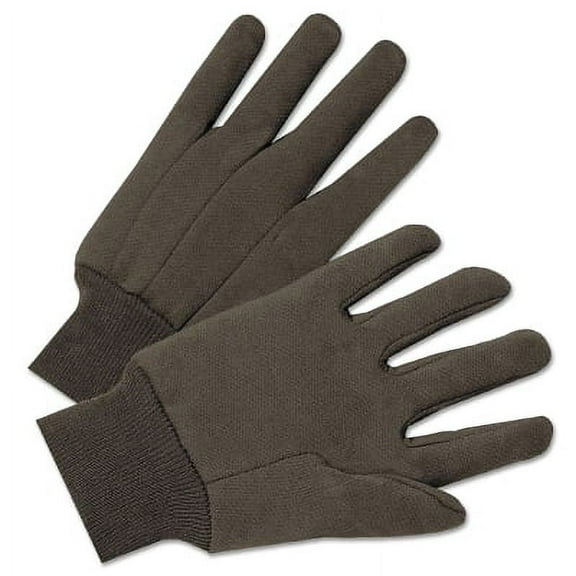 Standard Weight Cotton/Polyester Brown Jersey Gloves, Unlined, Large | Bundle of 2 Dozen