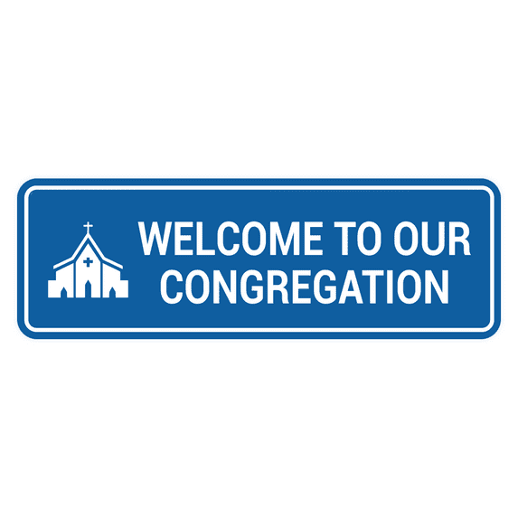 Standard Welcome To Our Congregation Sign (Blue) - Small