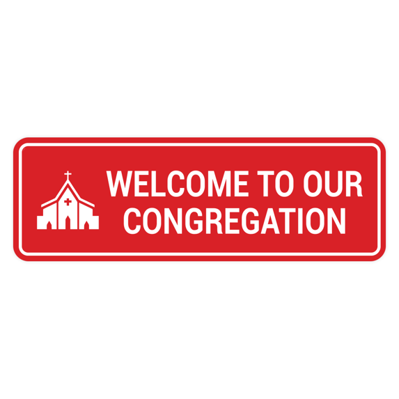 Standard Welcome To Our Congregation Sign (Red) - Small