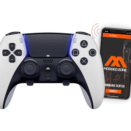 Standard White MODDEDZONE Custom Modded EDGE Controller for PS5 & PC With Mobile App Controlled Smart Anti-Recoil and Rapid Fire Mods