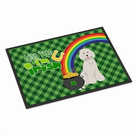Standard White Poodle St. Patrick's Day Indoor or Outdoor Mat 24x36 36 in x 24 in