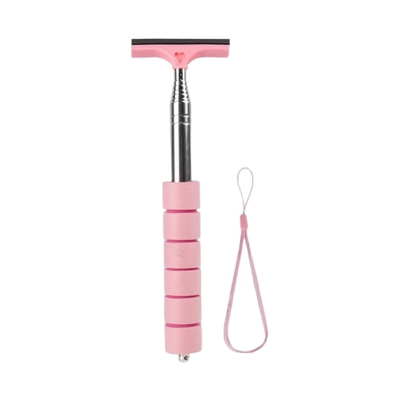 Car Windshield Glass Cleaner,Car Rearview Mirror Wiper, Telescopic Mirror Squeegee Cleaner, Glass Mist Cleaning Tool with Retractable 98cm Handle, Portable Car Windows Water Removal(Pink)