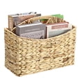 thumbnail image 1 of Standard Woven Water Hyacinth Magazine Holder, 2-Section Natural Storage Basket With Handle For Books, Files, Home And Office, 1 of 8