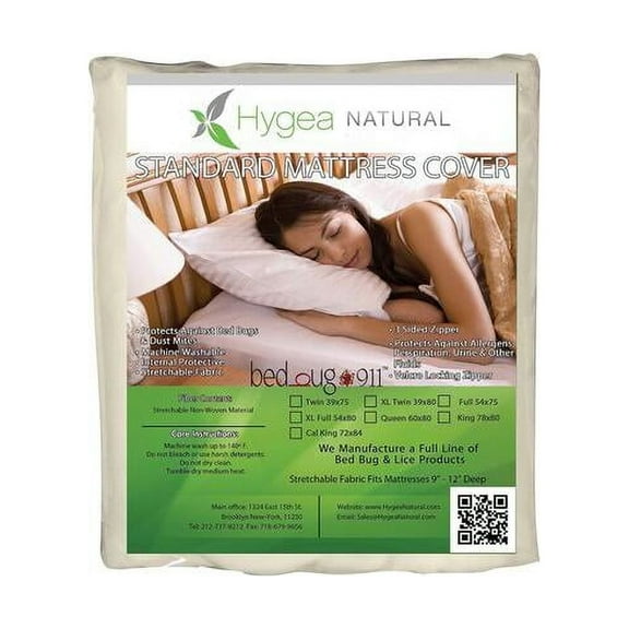 Hygea Natural Bed Bug Mattress Protector Cover Zipper Bedding, Water Resistant, Cal King