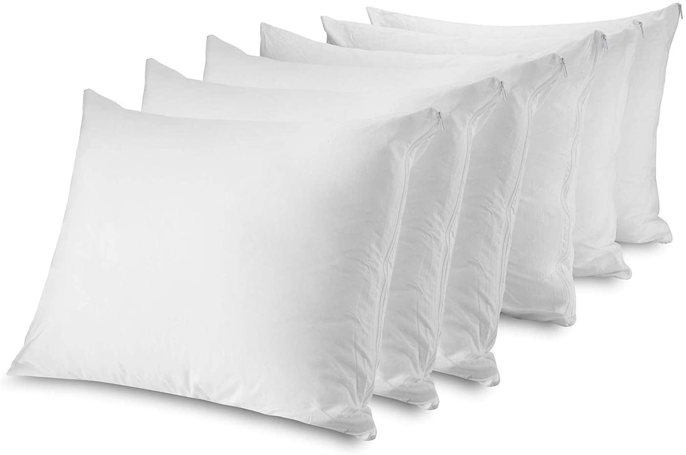 Zippered Pillow Protectors 100 Cotton Protects from Dirt, Dust, Debris 20x26 Set of 6