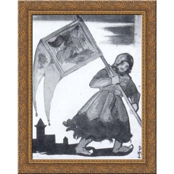 Standard-bearer 24x20 Gold Ornate Wood Framed Canvas Art by Nicholas Roerich