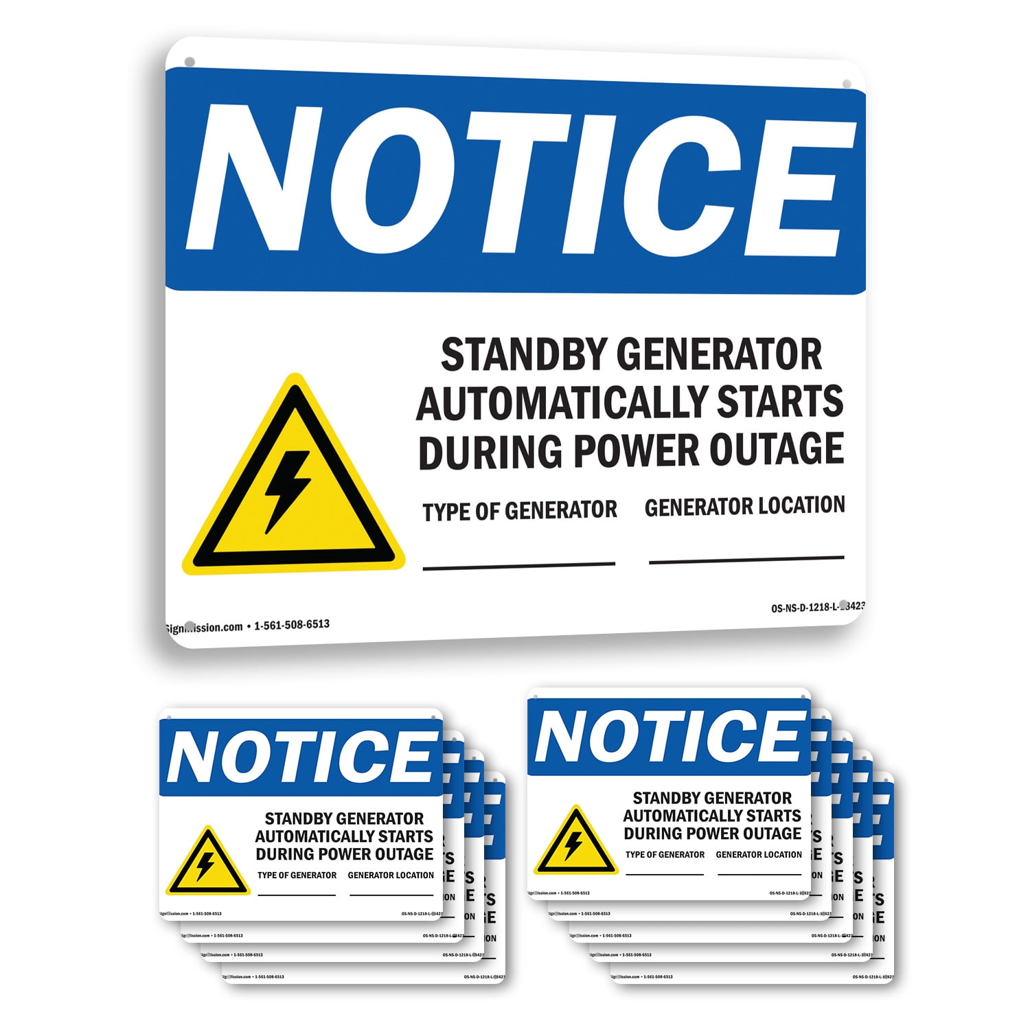 Standby Generator Automatically OSHA Notice Rigid Plastic Sign 24 Inch ...