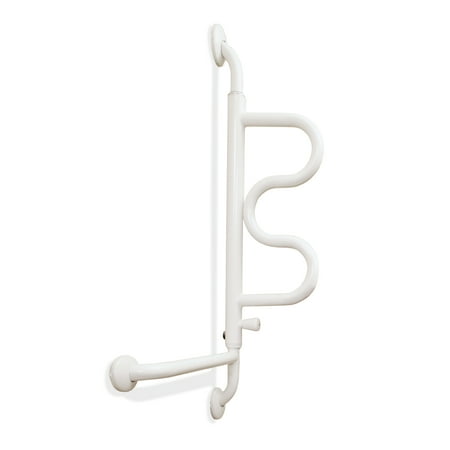 Stander Curve Bathroom Grab Bar for Seniors, Wall Mounted Shower Bar, White