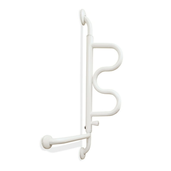 Stander Curve Bathroom Grab Bar for Seniors, Wall Mounted Shower Bar, White