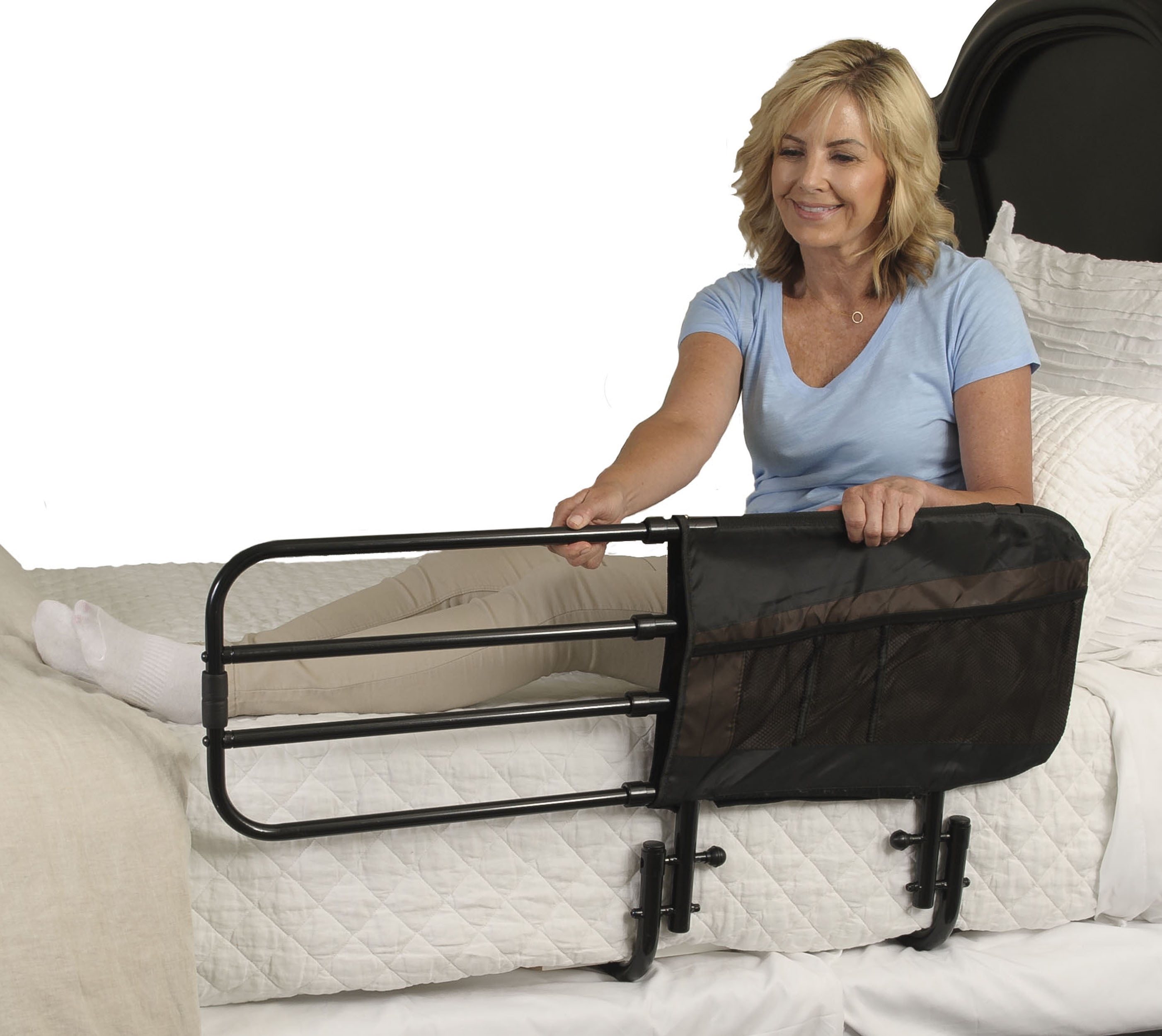 Stander EZ Adjust Bed Rail for Seniors, Adjustable Adult Bed Rail and  Elderly Bed Assist Grab Bar